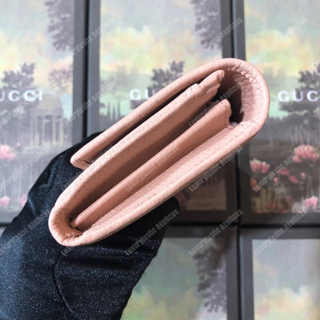 G*u*i light pink gg marmont leather continental wallet small gg metal