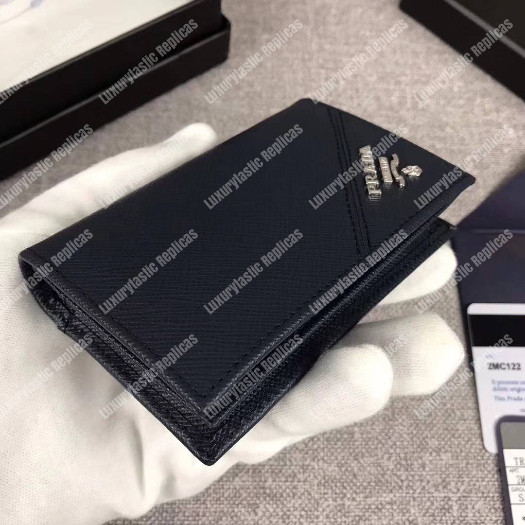 Pra*a saffiano leather card holder black