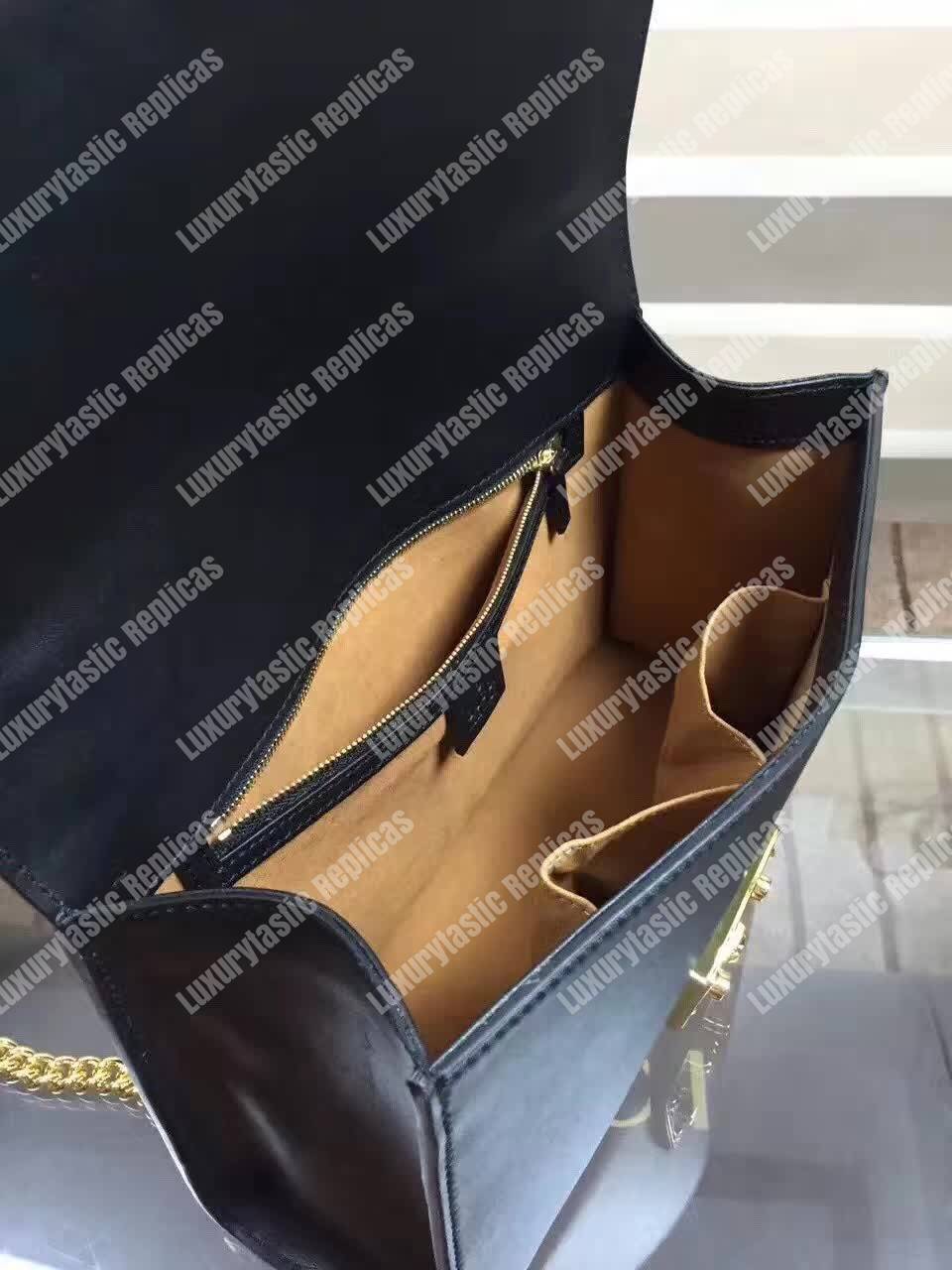 G*u*i padlock leather shoulder bag black