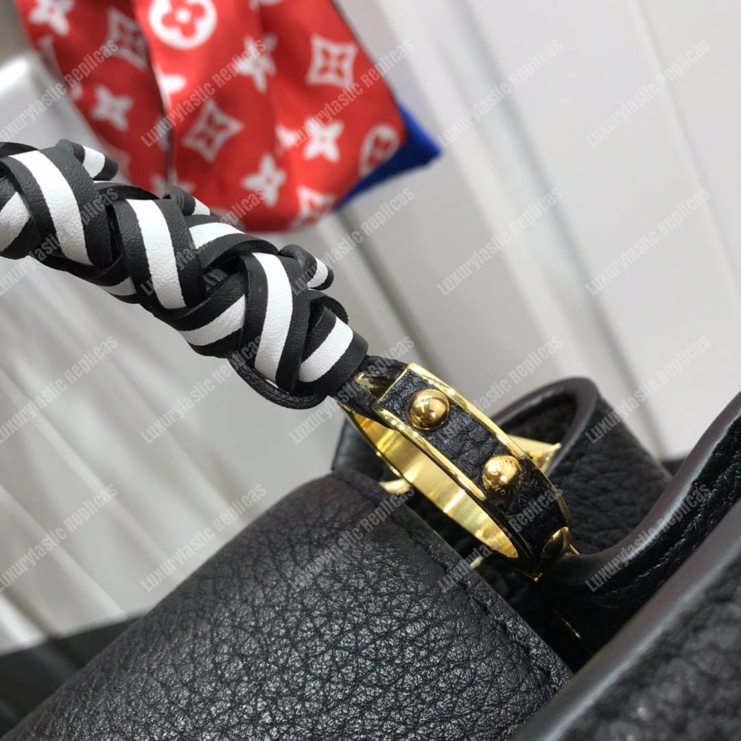 LV Capucine PM Handbag Taurillon Leather Noir/Blanc