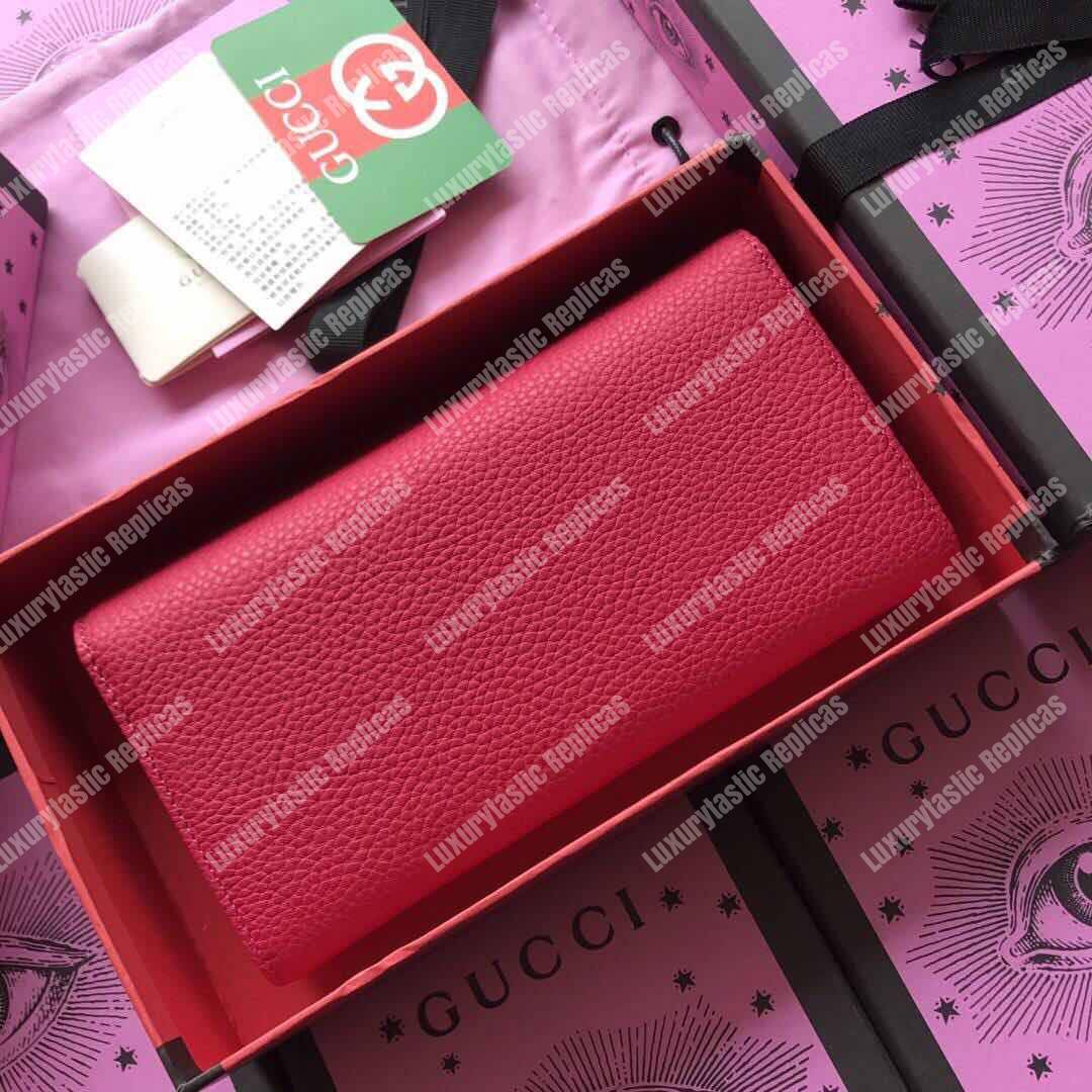 G*u*i gg leather continental wallet with butterfly hibiscus red