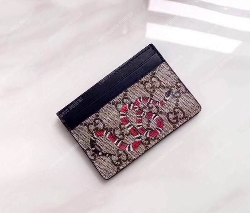 G*u*i kingsnake print gg sup*e card case