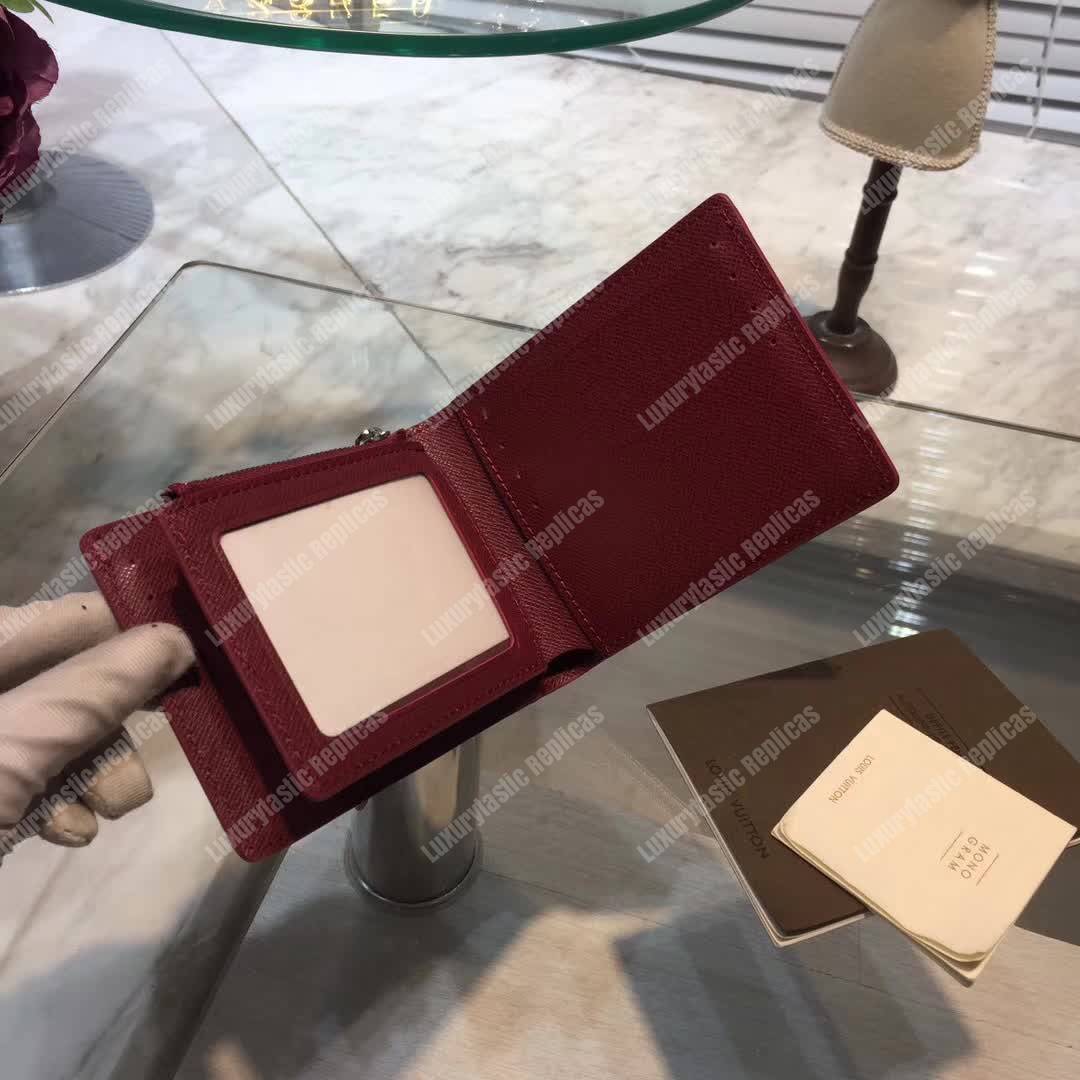LV Multiple Wallet Taiga Leather Cherise