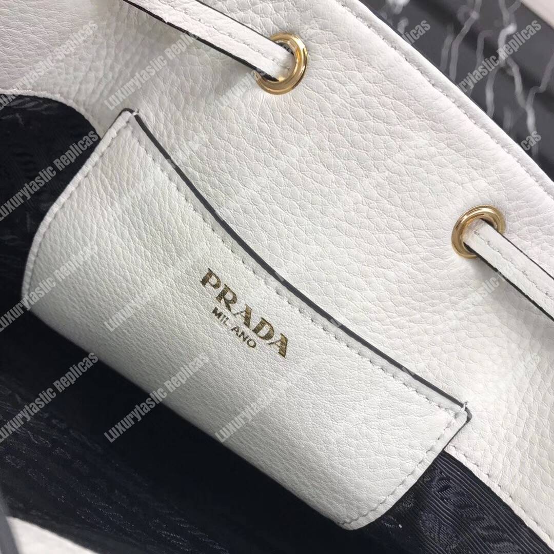Pra*a leather bucket bag white