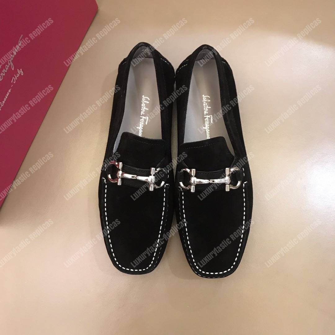 Salvatore Ferragamo Gancini Driving Shoe Black