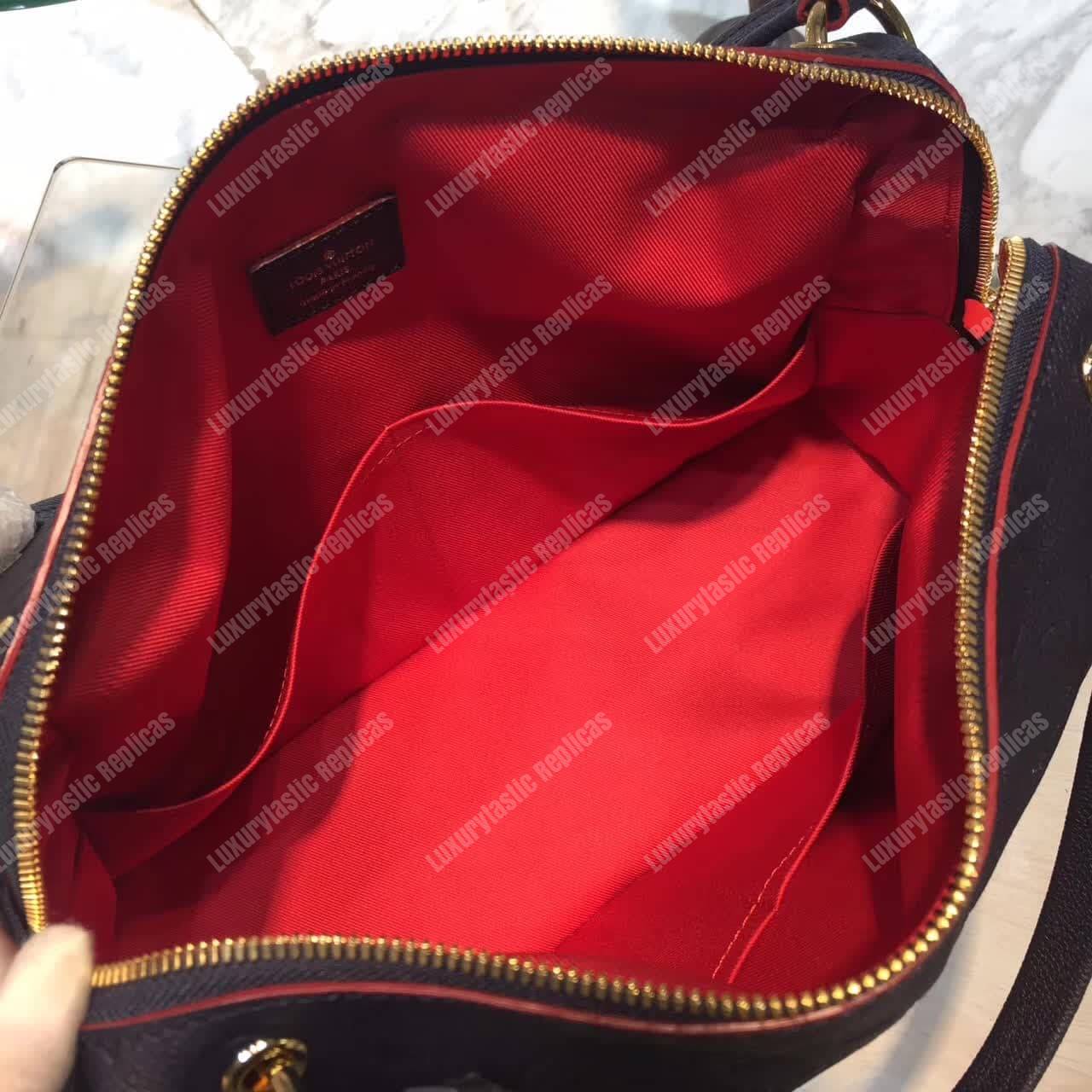 LV Ponthieu PM Monogram Empreinte Leather Marine Rouge