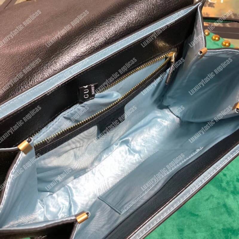 G*u*i medium leather shoulder bag black