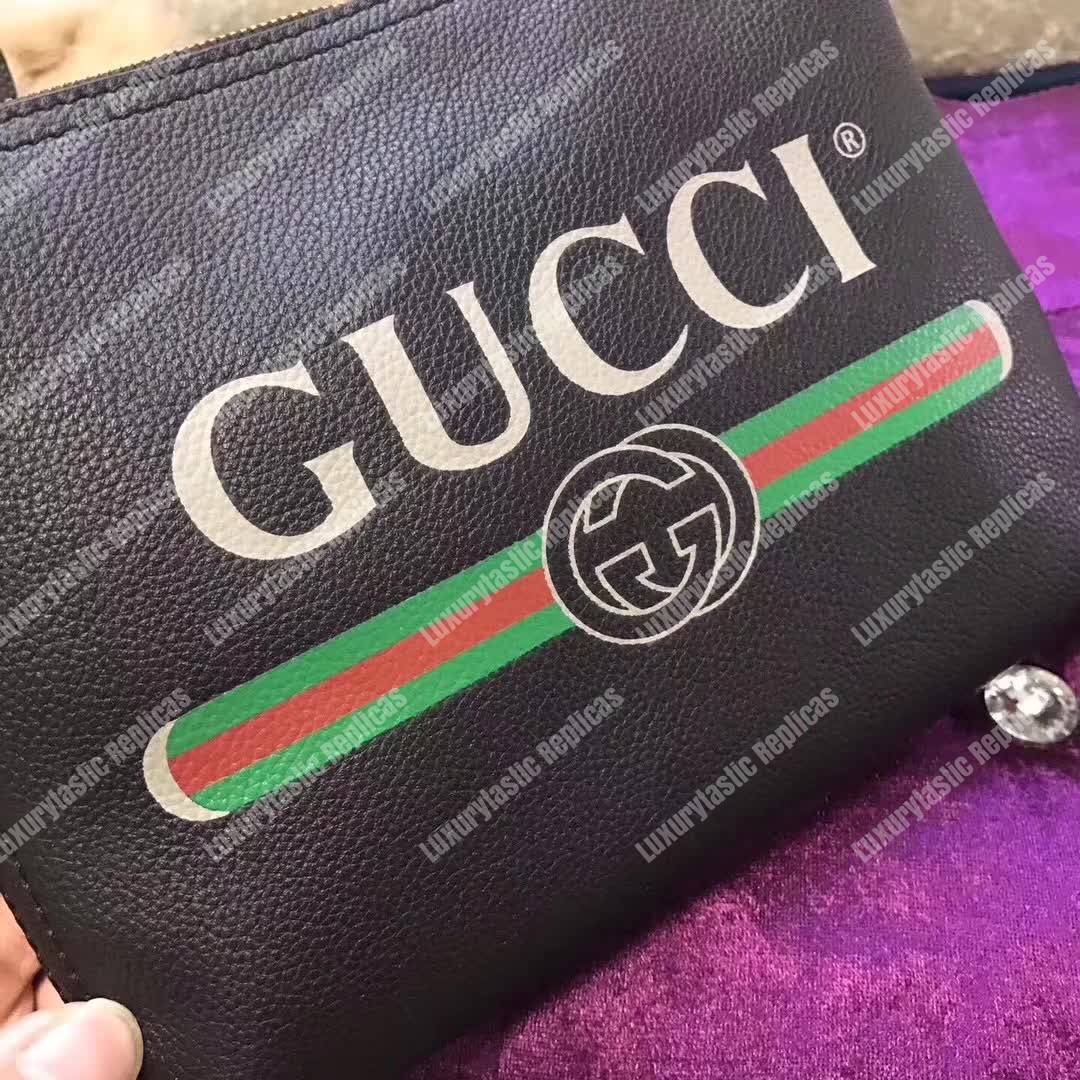 G*u*i print leather small portfolio black