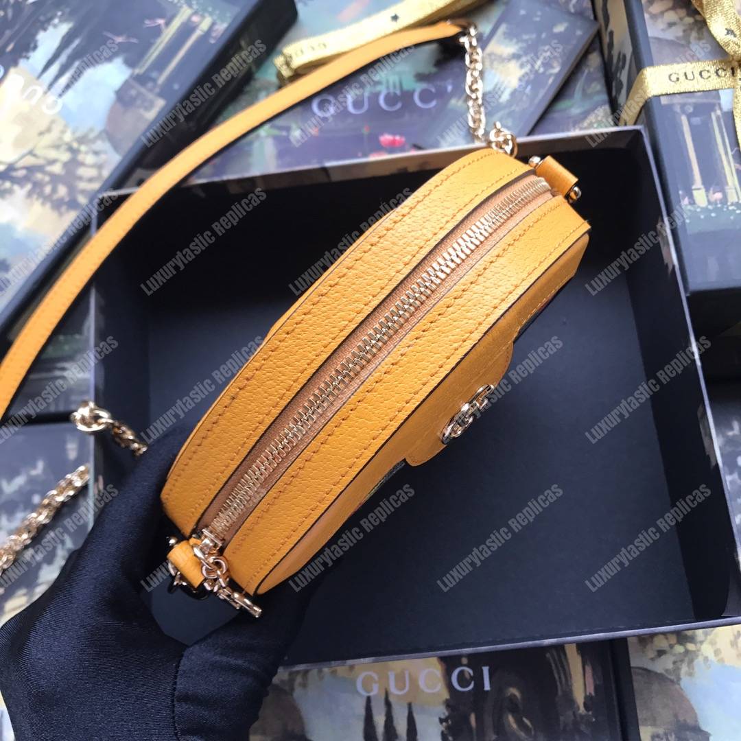 G*u*i ophidia gg flora mini round shoulder bag yellow