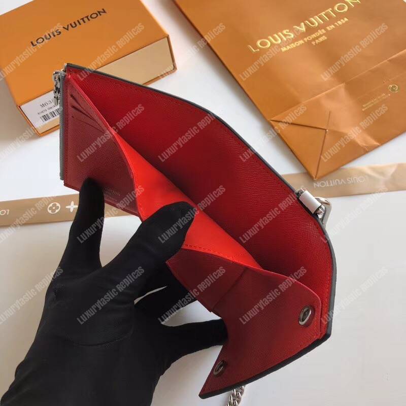 LV Rivets Chain Wallet Damier Graphite Canvas Epi Canvas Red