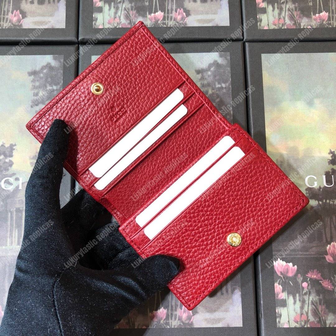 G*u*i leather card case hibiscus red