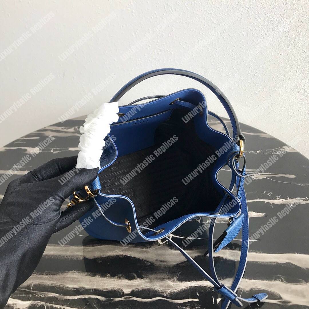 Pra*a saffiano leather bucket bag blue