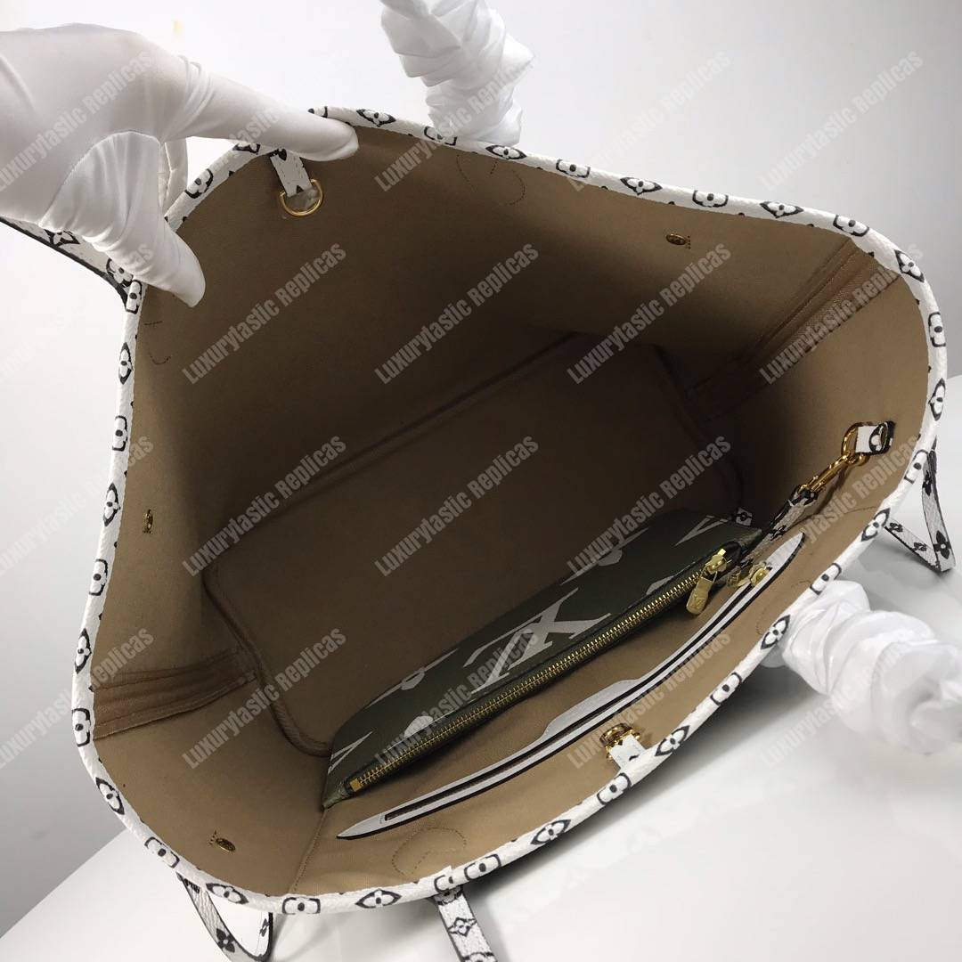 LV Neverfull MM Monogram Khaki