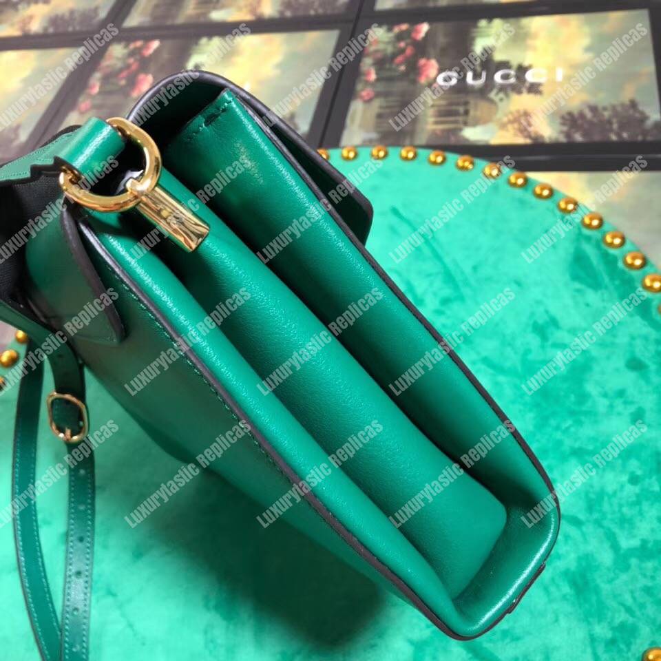 G*u*i medium leather shoulder bag green