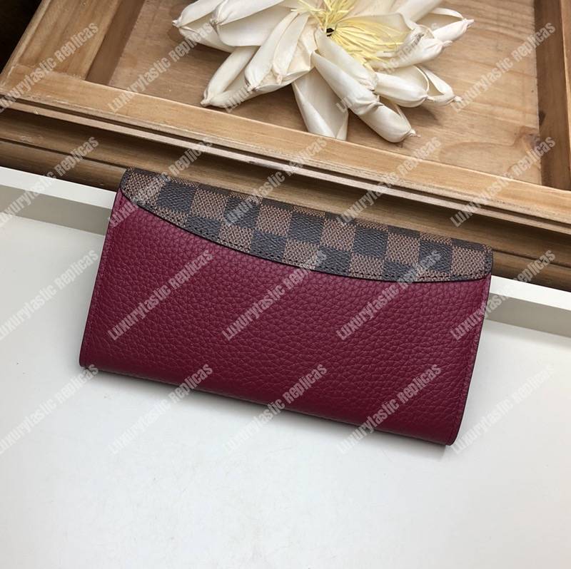 LV Croisette Wallet Damier canvas w/ grained leather Lie De Vin