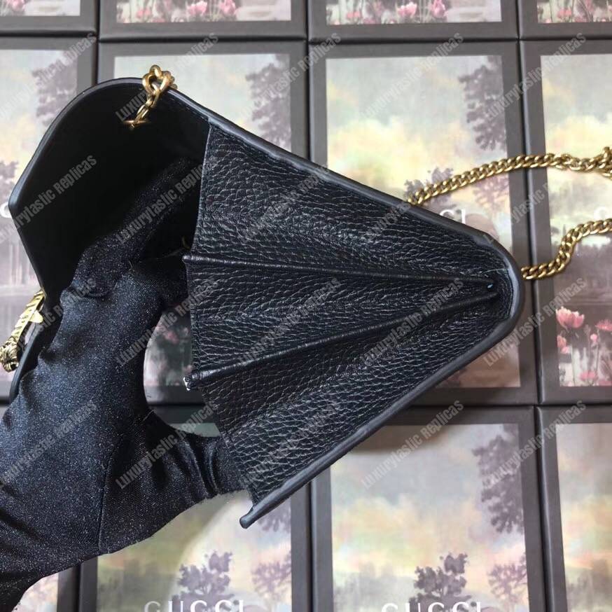G*u*i calfskin garden dionysus chain wallet black with bat