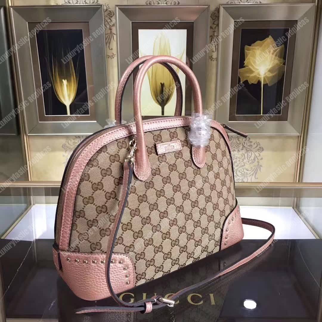 G*u*i gg canvas top handle bag light pink