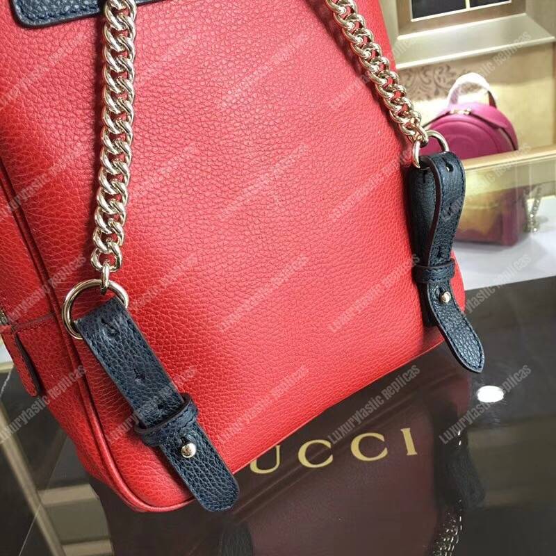 G*u*i soho leather chain backpack red
