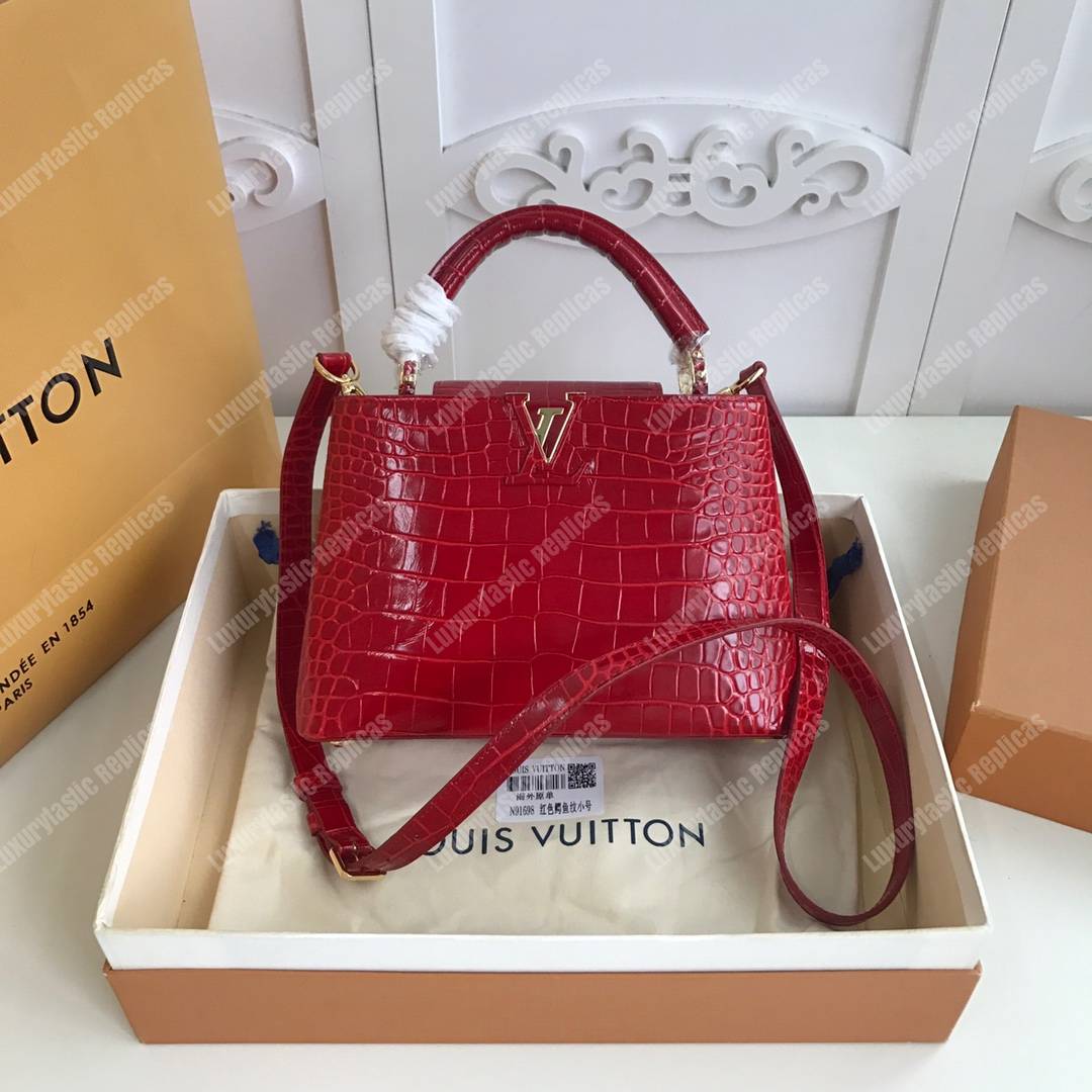 LV Capucines BB Crocodilien Mat Cerise