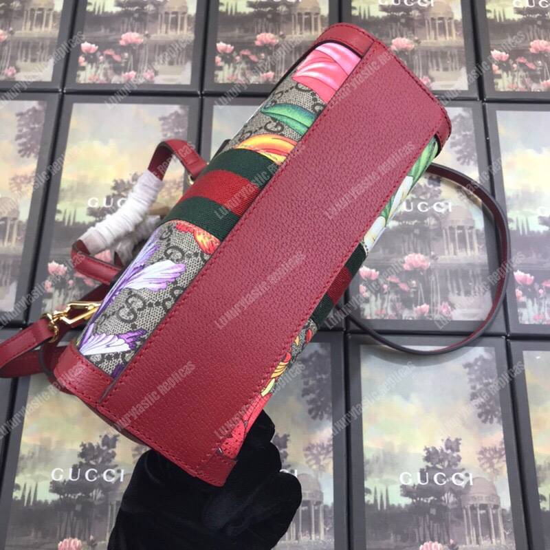 G*u*i ophidia gg flora small tote bag red