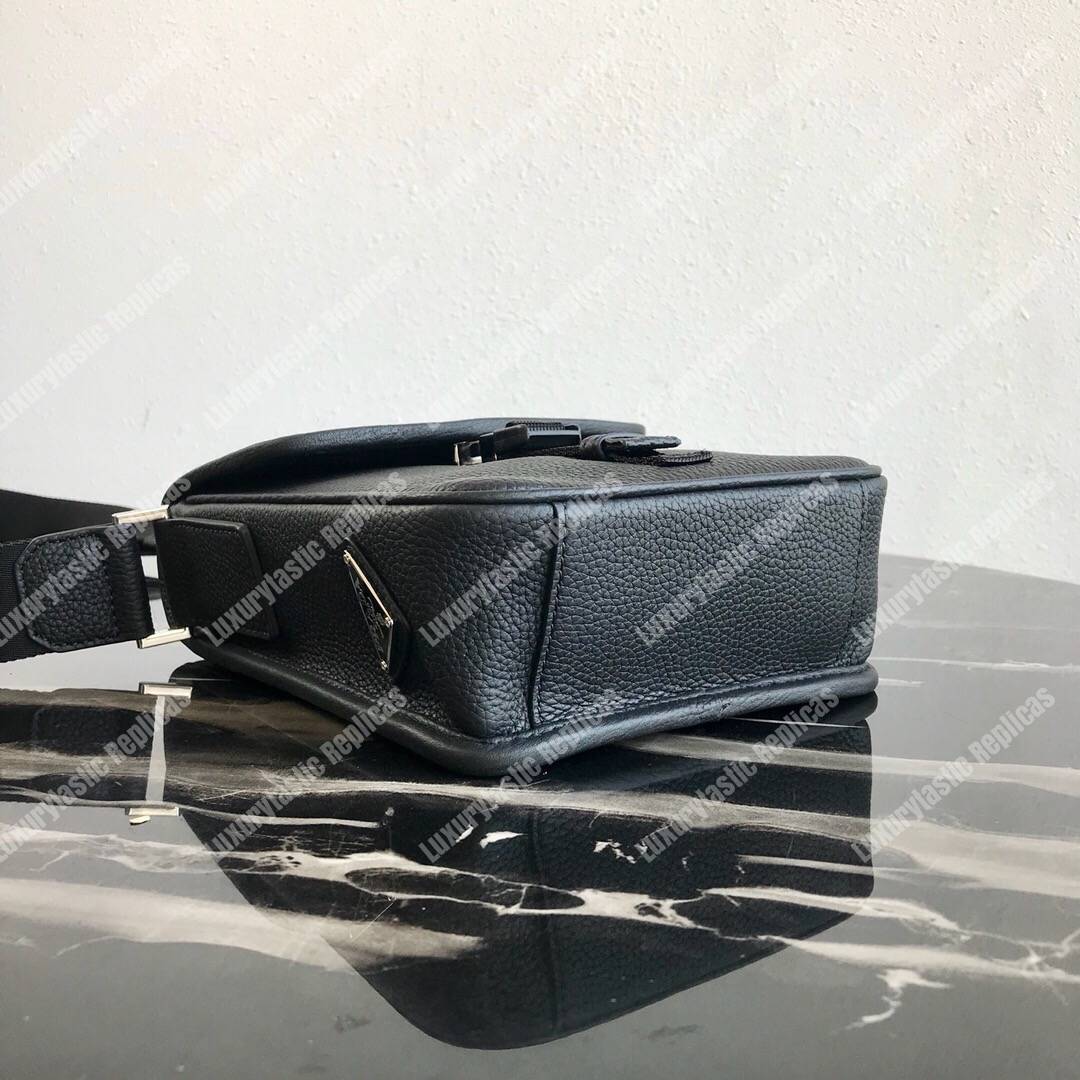 Pra*a saffiano leather shoulder bag black