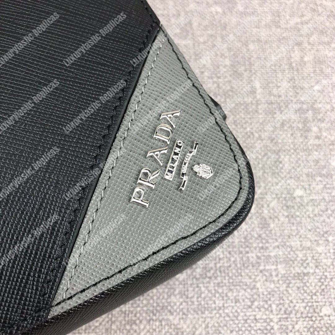 Pra*a saffiano leather men’s bag black / grey