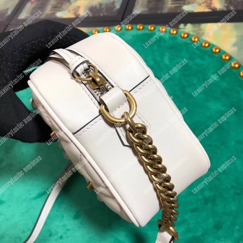 G*u*i gg marmont small matelassé shoulder bag with pearls white