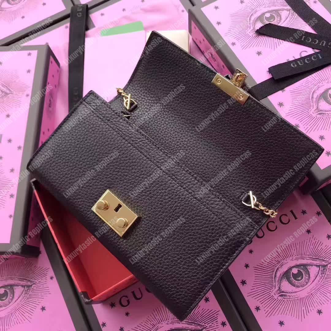 G*u*i padlock continental wallet black