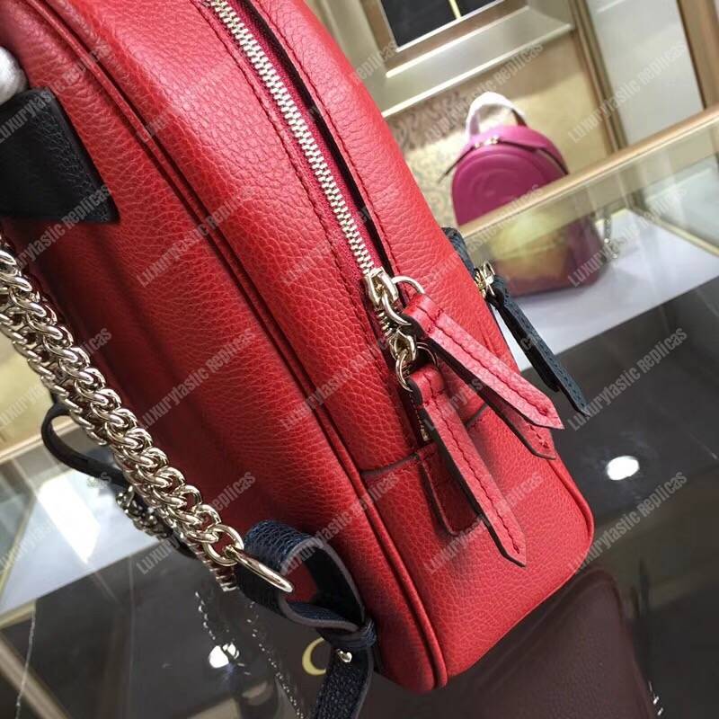G*u*i soho leather chain backpack red