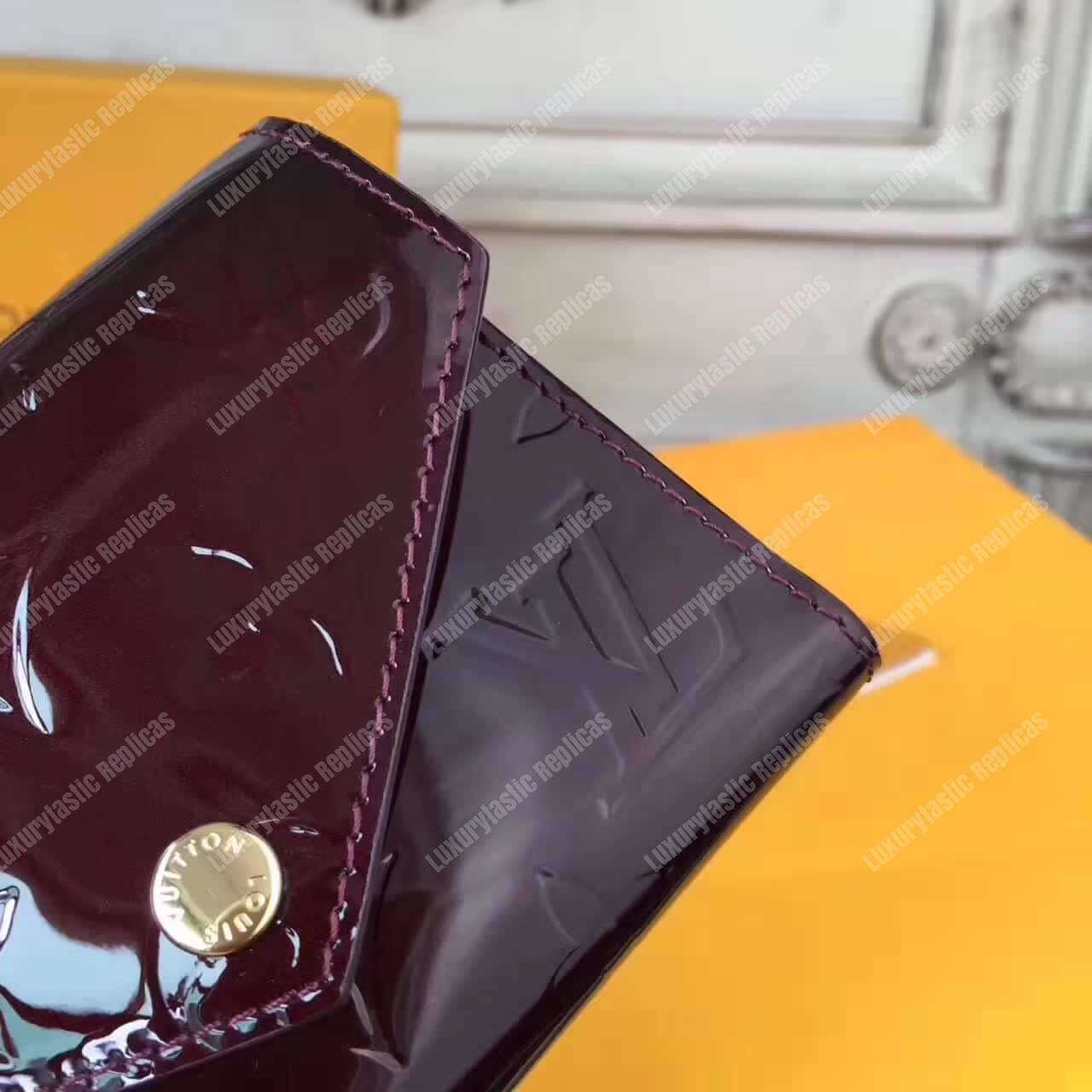 LV Victorie Wallet Monogram Vernis Leather Amarante