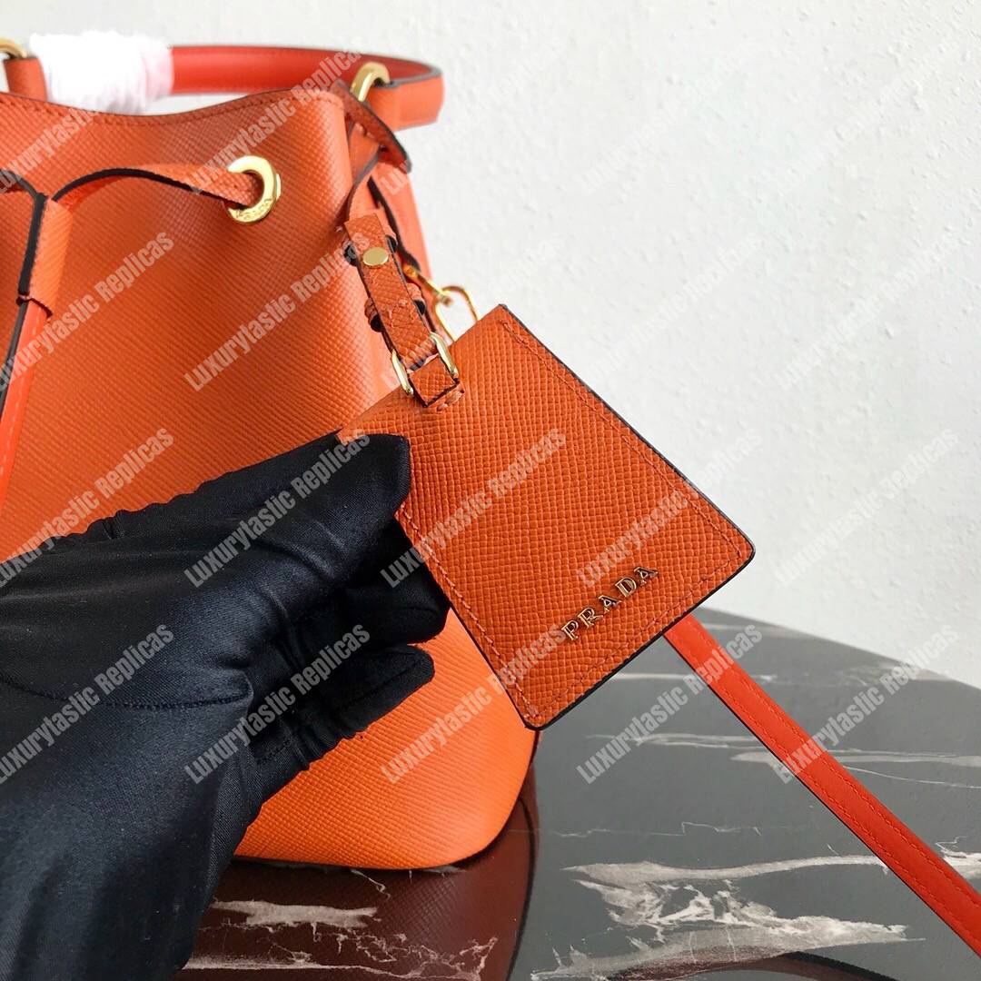 Pra*a saffiano leather bucket bag orange