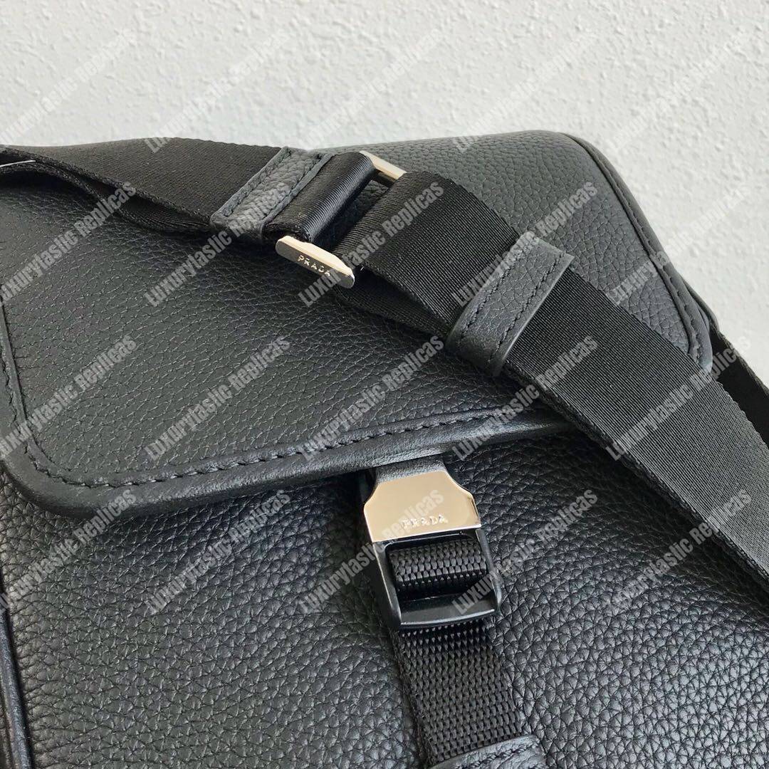 Pra*a saffiano leather shoulder bag black