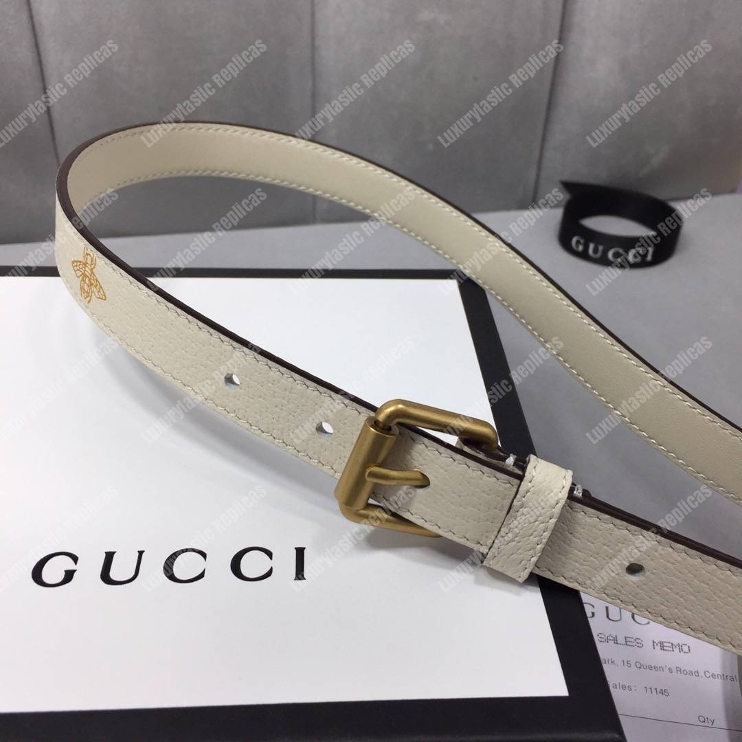 G*u*i belt with bees and stars print white
