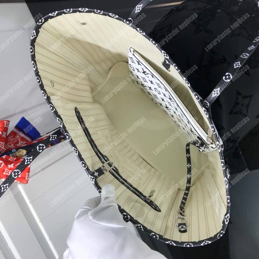 LV Neverfull MM Giant Jungle Print Ivoire