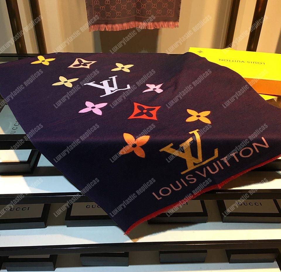 LV Reykjavik Scarf Cashmere & Wool Blue Multicolor