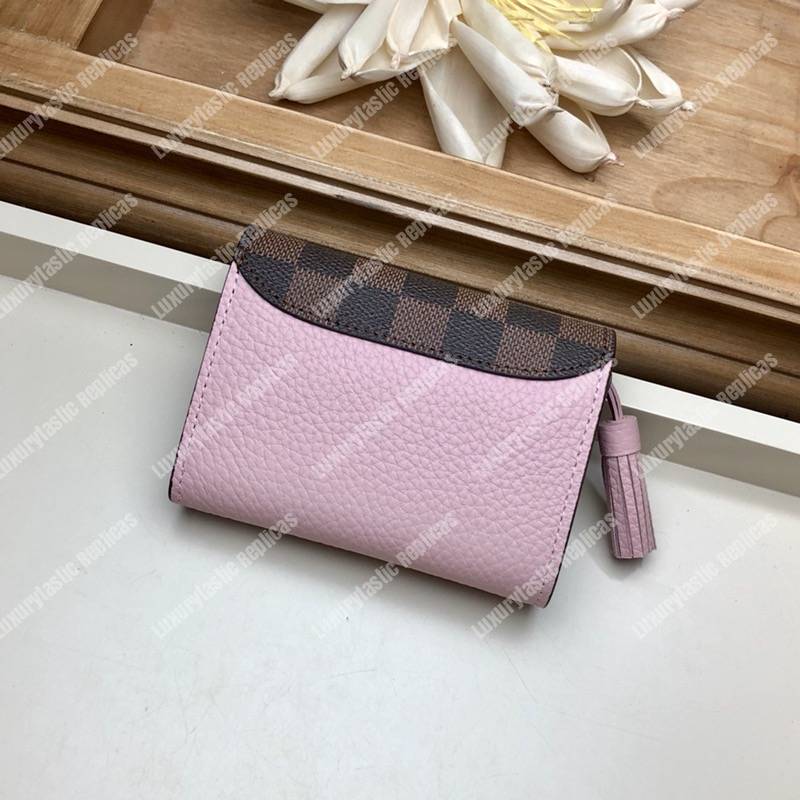 LV Croisette Compact Wallet Damier Ebene canvas w/ grained leather Magnolia
