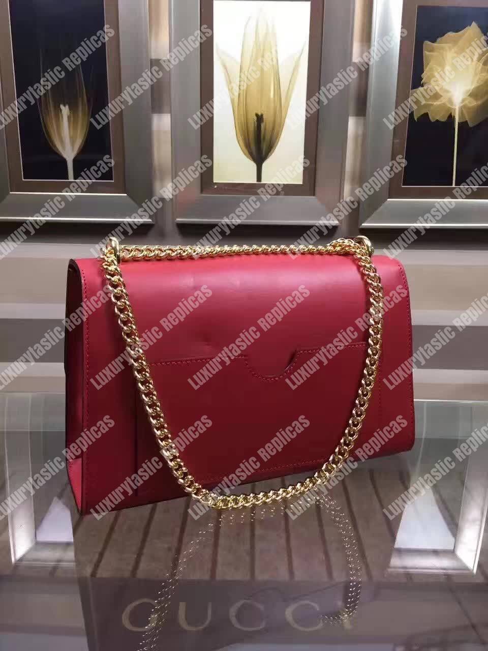 G*u*i padlock leather shoulder bag red