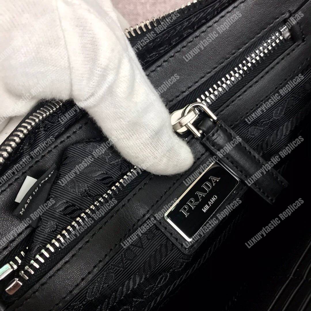 Pra*a saffiano leather men’s bag black / blue