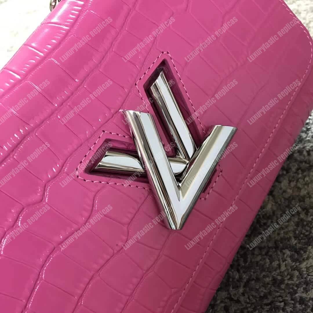 LV Twist Bag MM Crocodilien Brillant Pink
