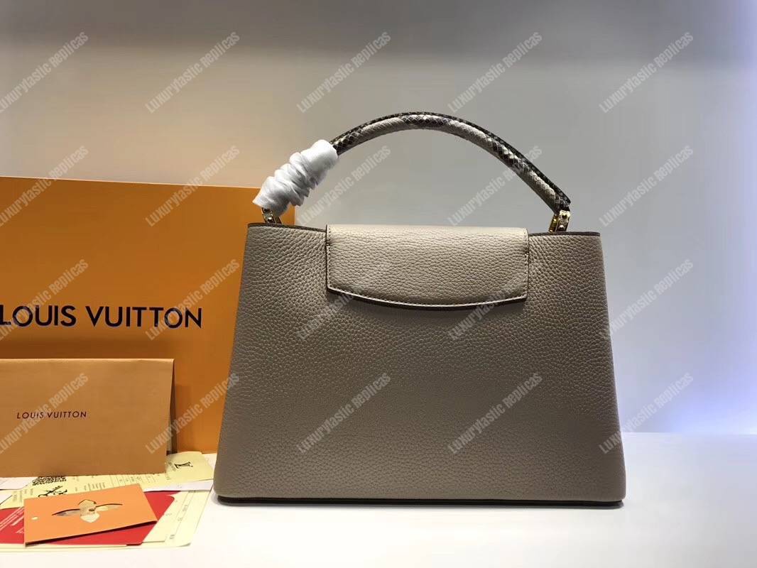 LV Capucines MM Taurillon And Python Leather Galet