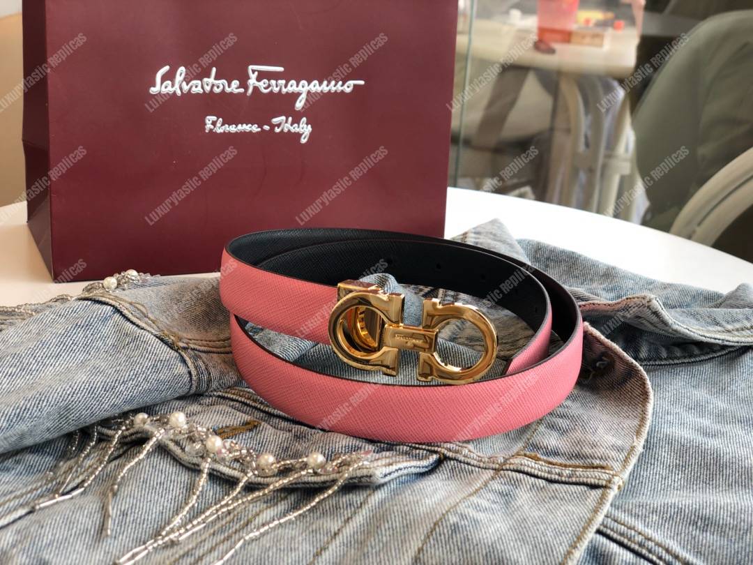 Salvatore Ferragamo Adjustable Gancini Belt Pink