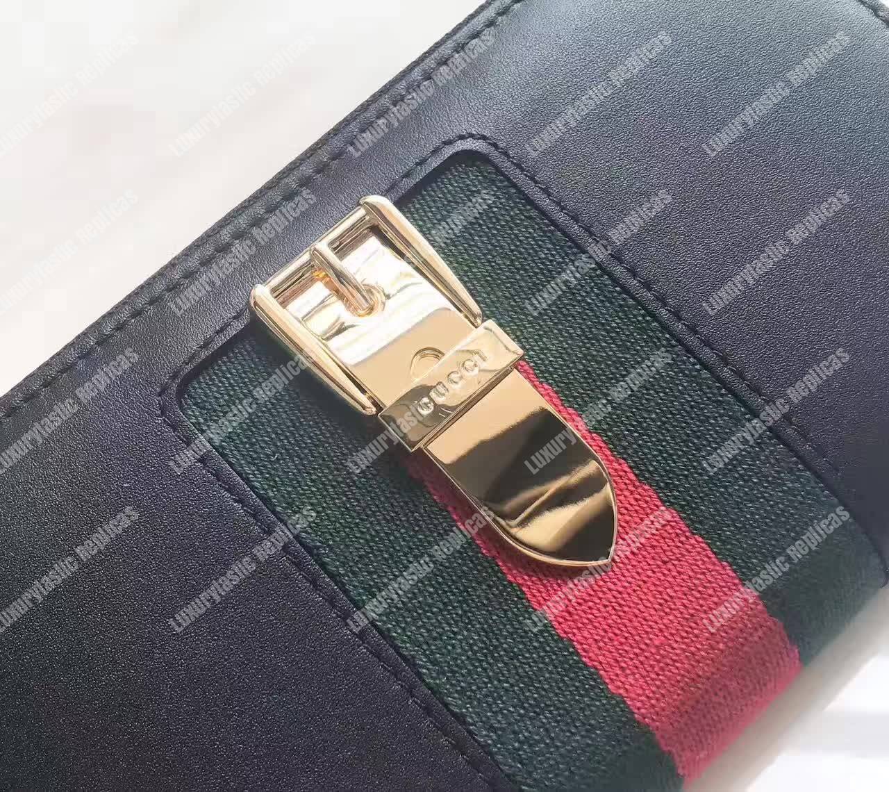 G*u*i sylvie leather zip around wallet black