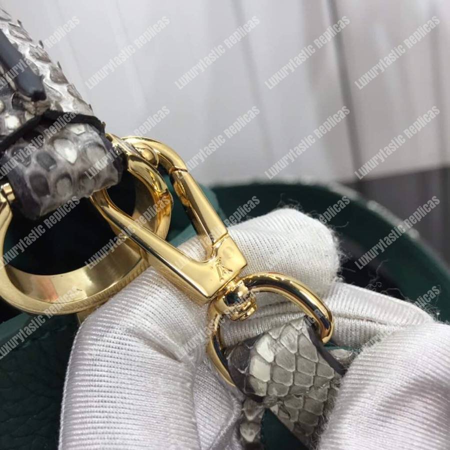LV Capucines Mini Taurillon Python Emeraude