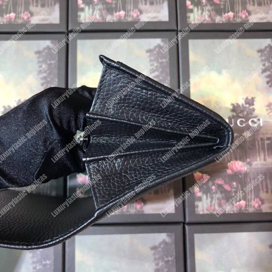 G*u*i garden leather continental wallet black with bat