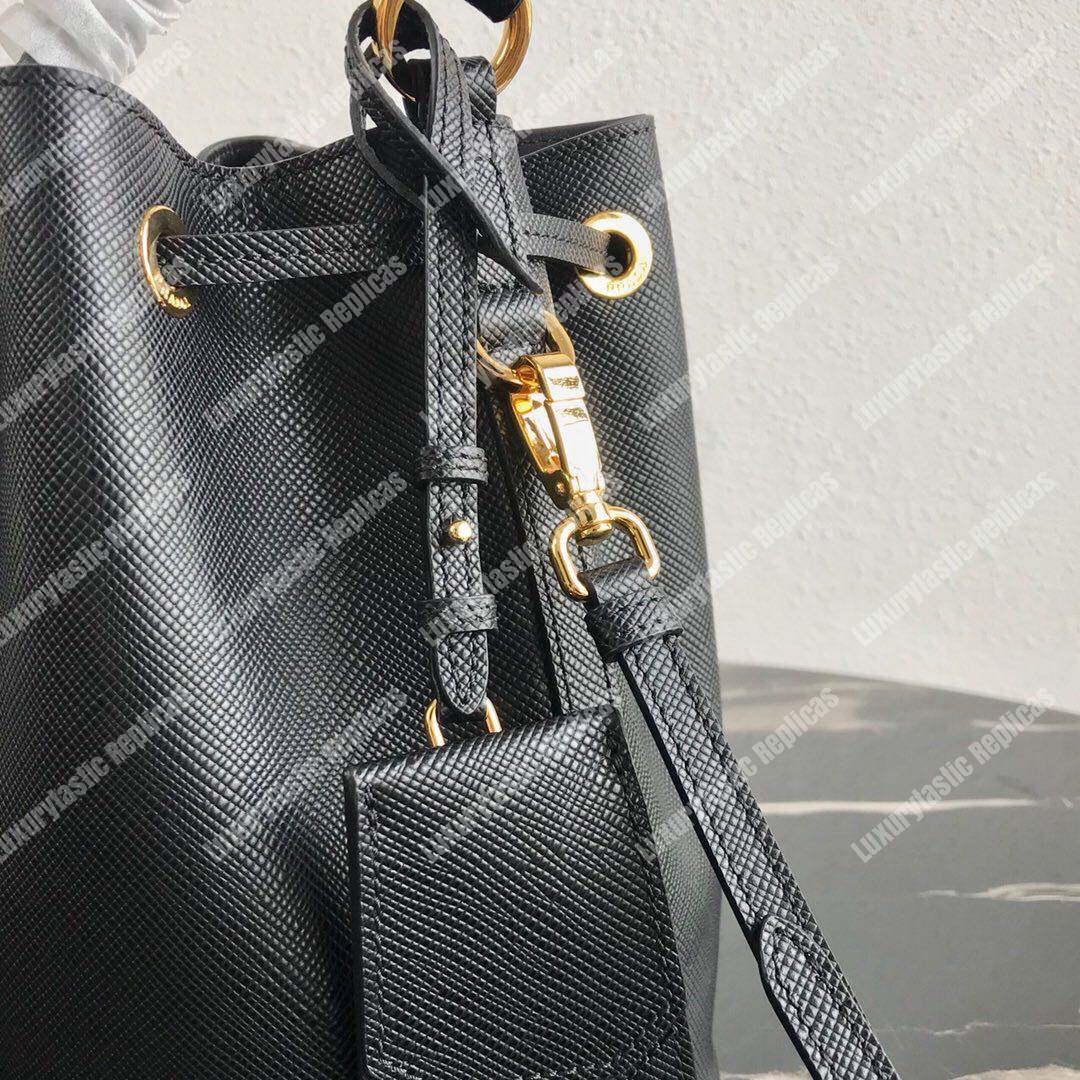 Pra*a saffiano leather bucket bag black