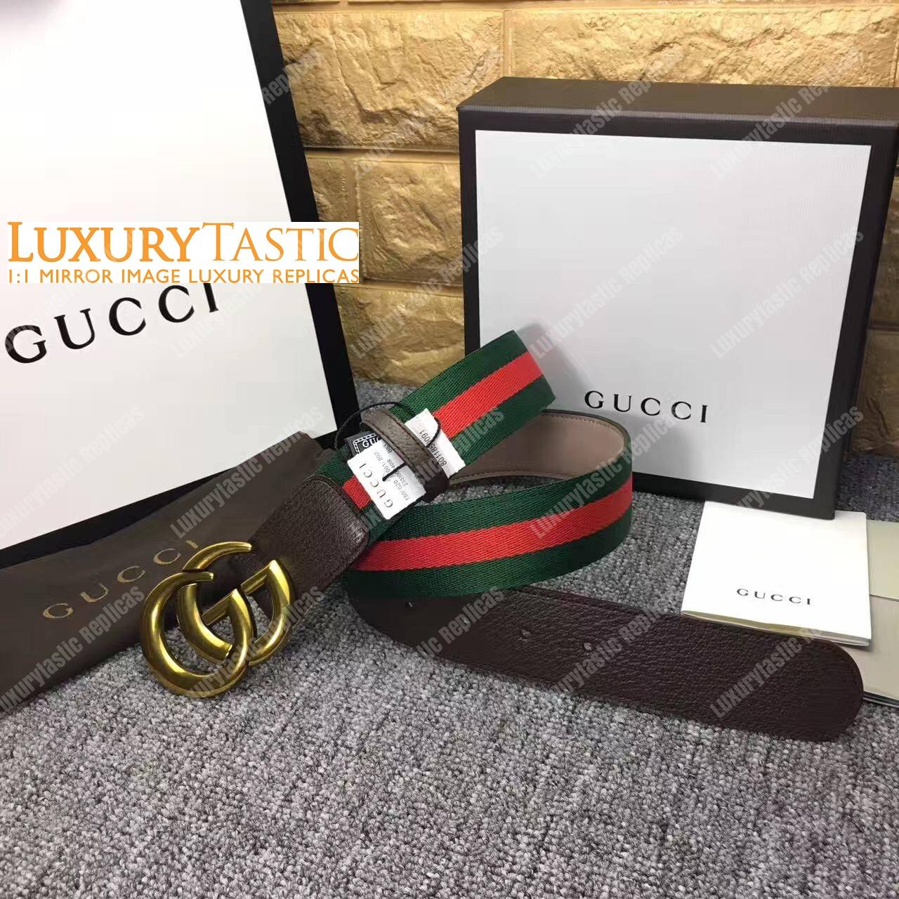 G*u*i web belt with double g buckle