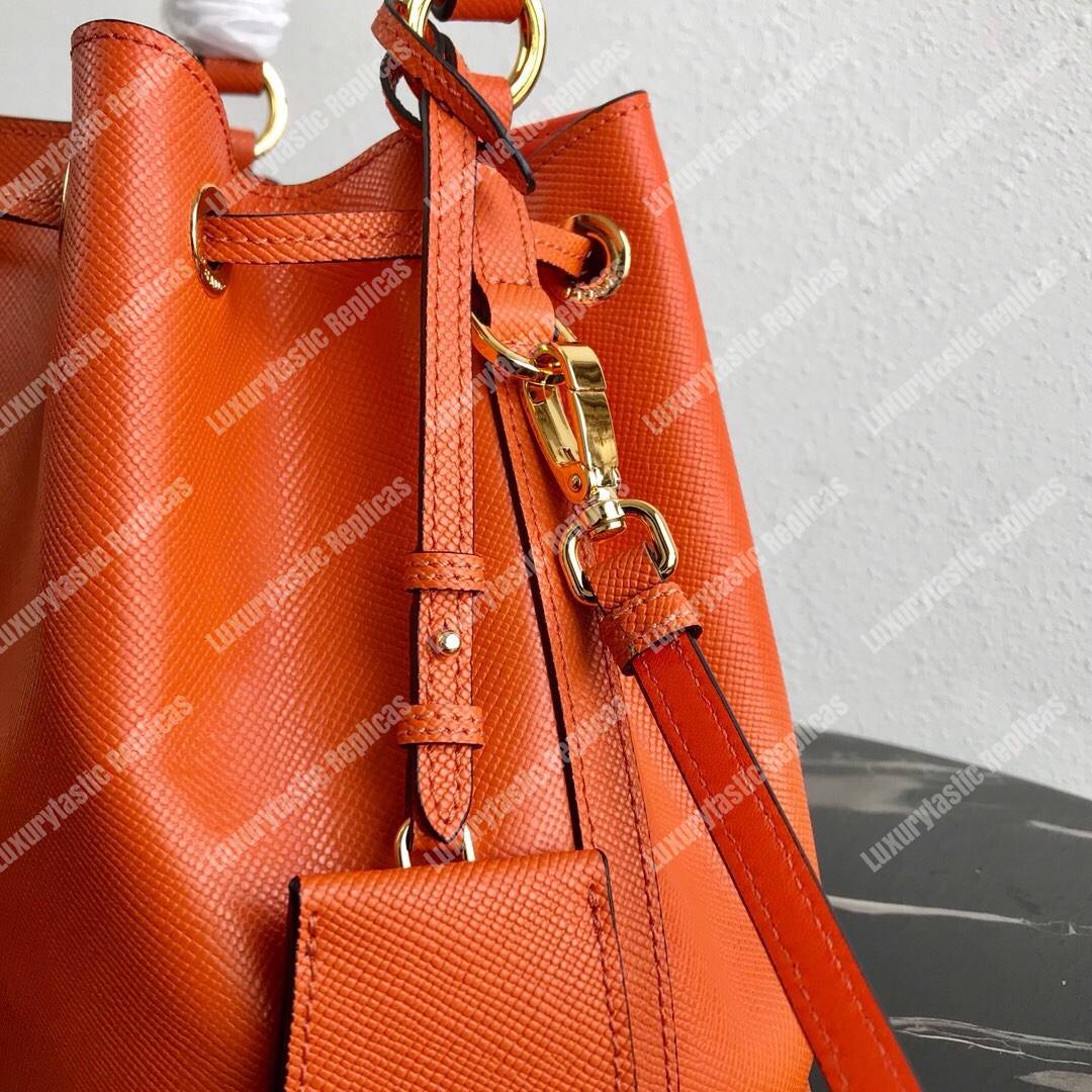 Pra*a saffiano leather bucket bag orange