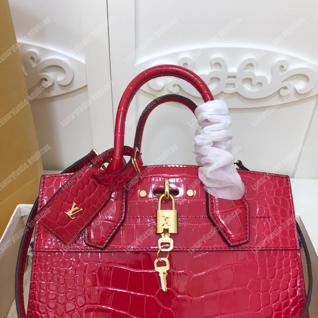LV City Steamer PM Crocodilien Briliant Cerise
