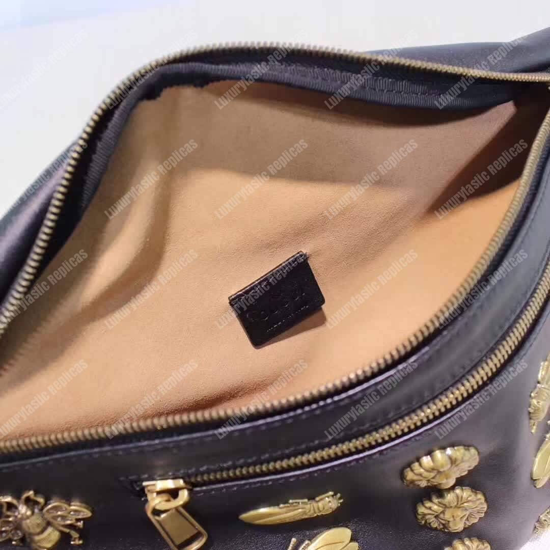 G*u*i leather belt bag animal studs black