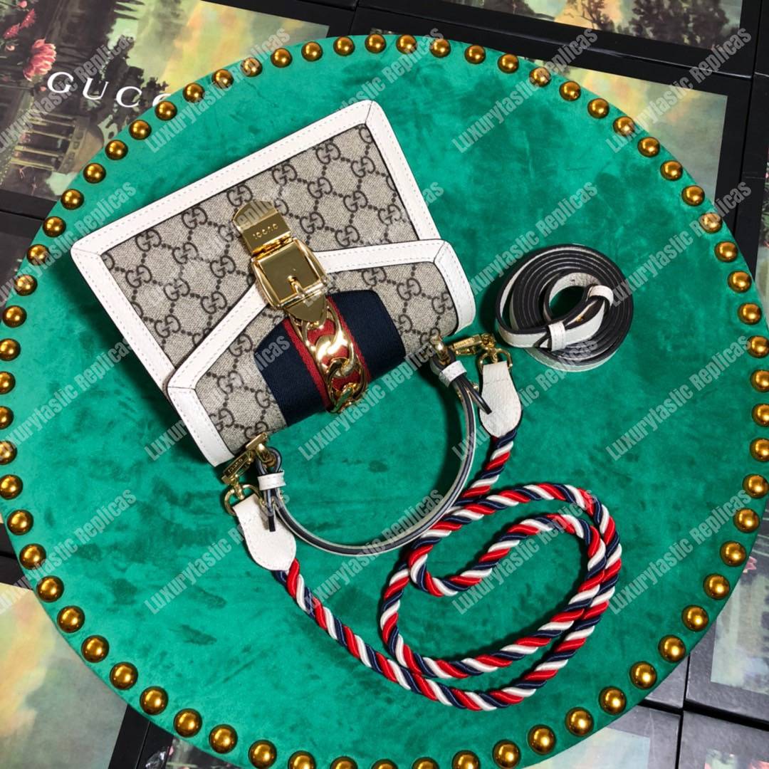 G*u*i sylvie gg sup*e canvas mini bag white